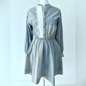 🦋 Rebecca Taylor La Vie Mixed Striped Eyelet Handkerchief Hem Shirt Dress XS / S